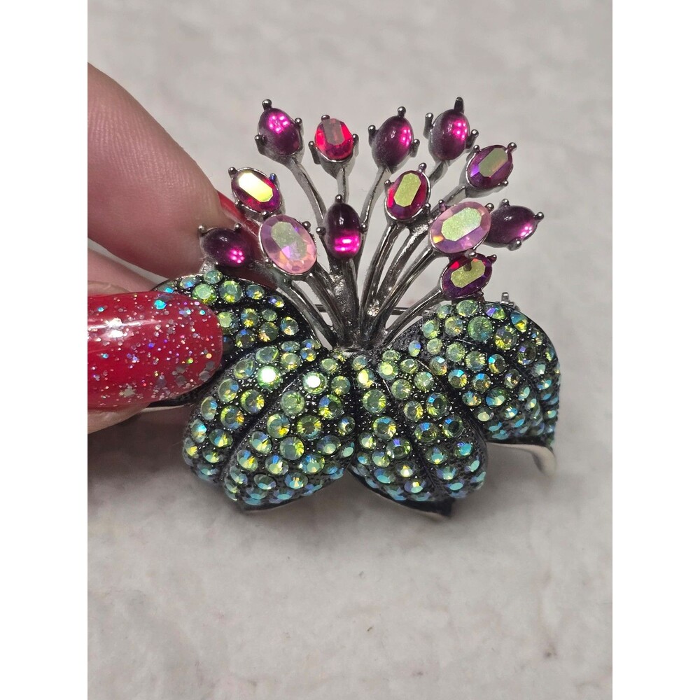 Authentic Carolee Limited Edition 2004 Floral Brooch - AB Crystals & Fuchs pin15